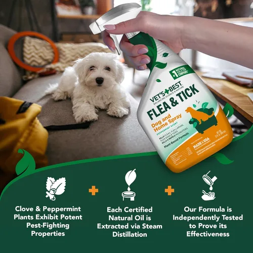 Miniatura 5 de Vet's Best Spray para pulgas y garrapatas para el hogar, tratamiento de pulgas y garrapatas a base de plantas para perros y uso en interiores, spray