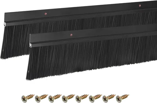 Miniatura 10 de uxcell 2 piezas cepillo de puerta barrido inferior forma H base de aleación de aluminio con cepillo de nailon de 0.4 pulgadas para hogar, industrial