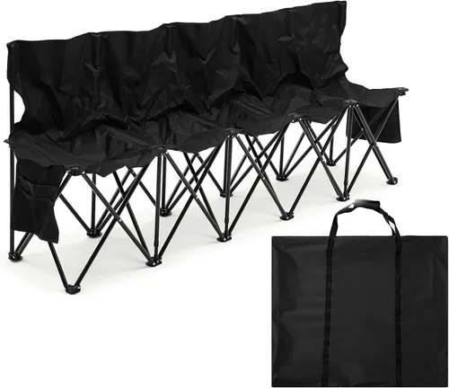 Miniatura 23 de Kigley Banco de fútbol plegable de 6 asientos, banco lateral portátil de equipo deportivo para campamento de fútbol, viajes, eventos, asientos al