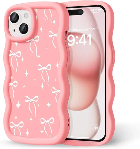Miniatura 219 de Compatible con iPhone SE/8/7 Funda para Mujeres y Niñas, Marco Ondulado Rizado con Patrón Lindo, Estética Delgada Suave Silicona TPU Parachoques