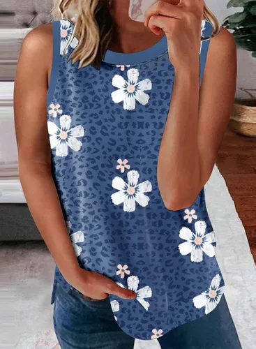 Miniatura 2 de SHEWIN - Camiseta informal sin mangas para mujer, camiseta de cuello redondo y corte holgado