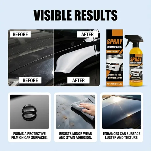 Miniatura 3 de Aerosol de revestimiento de cerámica nano hidrofóbico de reparación rápida, kit de aerosol de revestimiento de cera de coche de 4.1 fl oz, nano