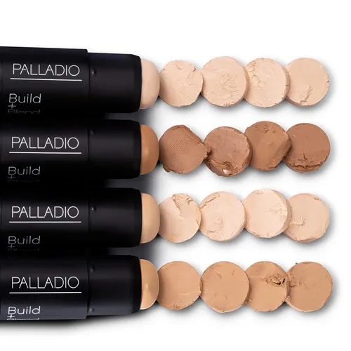 Miniatura 4 de Palladio BUILD + BLEND - Barra de base, barra de contorno para cara, maquillaje profesional para un aspecto perfecto, 0.25 onzas (brillo ámbar)