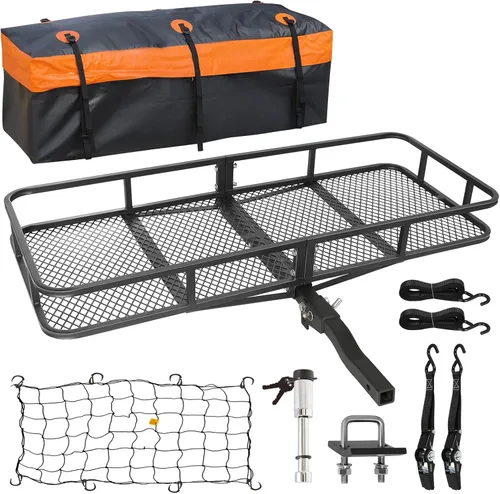 Miniatura 10 de WEIZE Cesta de Carga con Enganche para SUV, Camión - 53x19 Pulgadas, Capacidad de 500LB, con Bolsa Impermeable, Correa de Red, Tensor, Recubierto