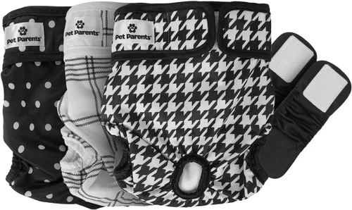 Pet Parents® Pañales Lavables para Perros (Paquete de 3) + Extendrs® de Pañales Duraderos para Perros, Pañales Premium para Perros Hembra (Mediano,