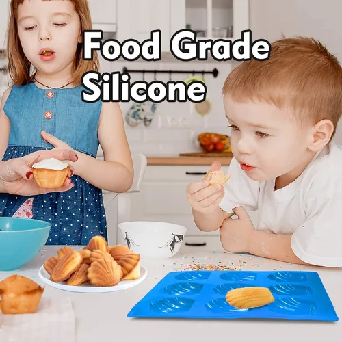 Miniatura 6 de Dioycli Madeleine - Molde de silicona para galletas Madeline con 9 cavidades, molde antiadherente para hornear magdalenas, galletas, pasteles