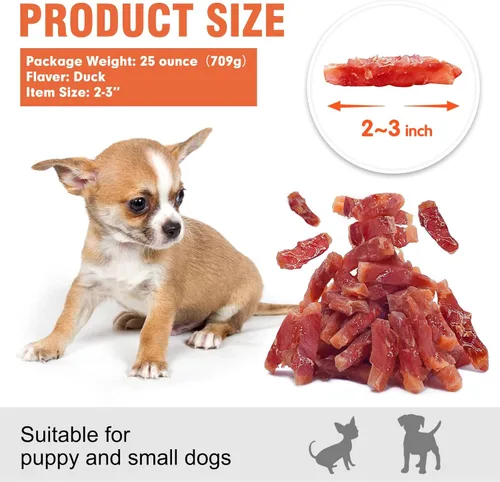 Miniatura 3 de MON2SUN Golosinas para perros sin pellejo de cuero, golosinas de batata envueltas en pato, sin gluten ni granos, golosinas para cachorros y perros