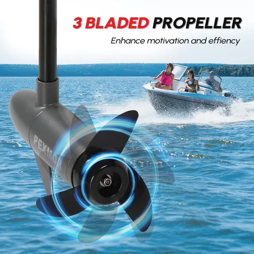 Miniatura 5 de PEXMOR Motor de arrastre eléctrico de 8 velocidades, motor eléctrico fuera de borda para barco con mango ajustable e indicador LED, montado