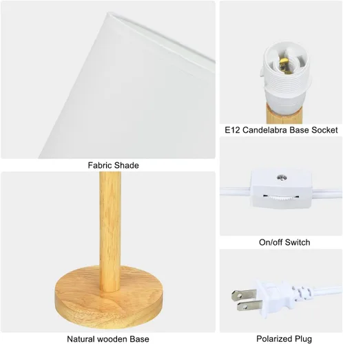 Miniatura 7 de TUBO - Lámpara de mesa de madera para sala de estar y dormitorio, casa de campo, niños, noche, 7.09 pulgadas de alto, 14.57 pulgadas, lámpara
