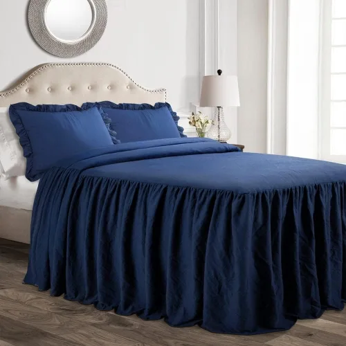 Miniatura 8 de Lush Decor Juego de colcha con falda de volantes - Juego de ropa de cama de granja de 3 piezas de lujo - Detalle elegante de volantes - Estilo Blanco