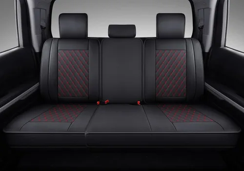 Miniatura 16 de Coverado Tundra - Juego completo de fundas de asiento de automóvil de cuero para camiones, fundas de asiento de automóvil, protector de ajuste Rojo