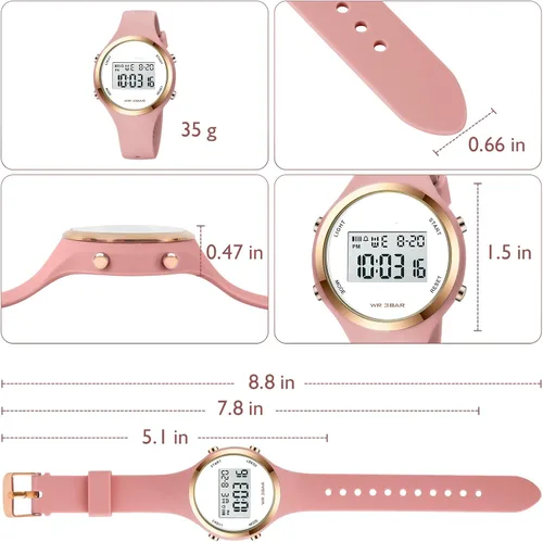 Miniatura 40 de Women LED Display Elecreonic Watch Fashion Chrono Alarm Digital Clock Woman Outdoor Sport Wirstwatch