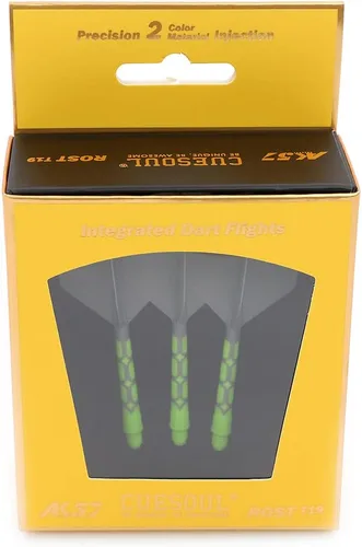 Miniatura 5 de CUESOUL ROST T19 - Astil y vuelos de dardos integrados en forma de gran ala, gris, 33mm - Di adiós a los vuelos de dardos que se caen con eje verde