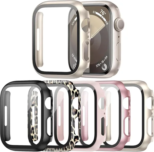 Miniatura 7 de Paquete de 14 fundas para Apple Watch Series 3 2 1 de 38 mm con protector de pantalla de vidrio templado, funda protectora totalmente rígida