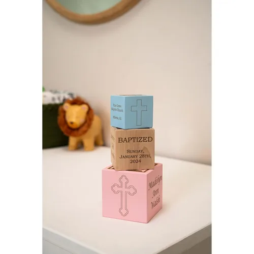 Miniatura 8 de Bloque de madera personalizado para bautizo/dedicación/bautizo, elige entre 3 tamaños, regalo de bautismo para niños, niñas, regalos de dedicación