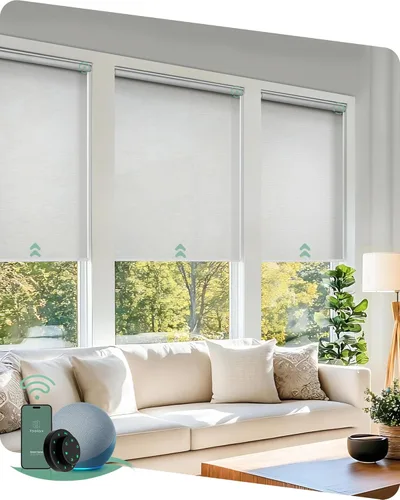 Miniatura 35 de Yoolax - cortinas enrollables motorizadas sin cenefa Vinilo opaco gris claro