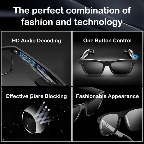 Miniatura 6 de Lentes de audio inteligentes, lentes de sol polarizados con Bluetooth, micrófono y altavoz integrados, asistente de voz, Bluetooth 5.0, gafas de sol