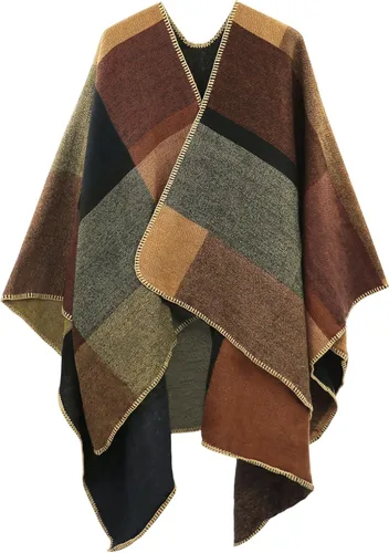 Miniatura 72 de Poncho chal para mujer, suéteres suaves y cálidos para mujer, parte delantera abierta, poncho de viaje para otoño, invierno y primavera