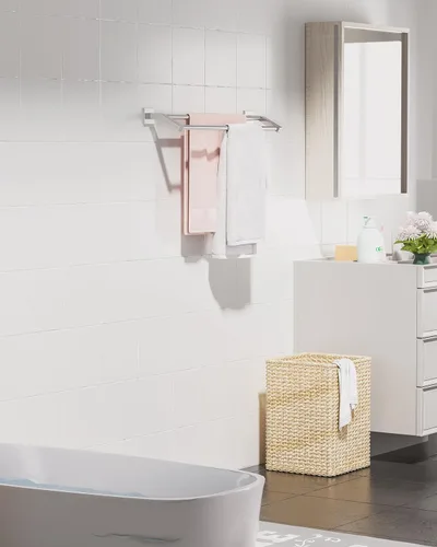 Miniatura 4 de Alise Toalleros dobles de baño para baño, soporte de pared de 24 pulgadas, resistente acero inoxidable SUS304, toallero para toallas, níquel Níquel