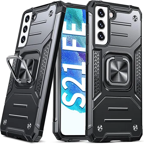 Miniatura 10 de Anqrp Funda para Galaxy S22 Ultra, Funda Protectora de Teléfono de Grado Militar con Soporte Plegable de Anillo de Metal Giratorio