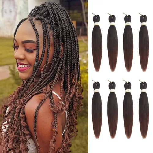Miniatura 70 de Beyond Beauty - Trenzas preestiradas de cabello profesional sin picazón, ajuste de agua caliente, fibra sintética, textura Yaki, extensiones