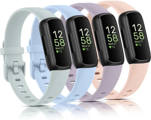 Miniatura 11 de Vancle Paquete de 4 bandas compatibles con bandas Fitbit Inspire 3 para mujeres y hombres, correas ajustables de silicona deportivas de repuesto