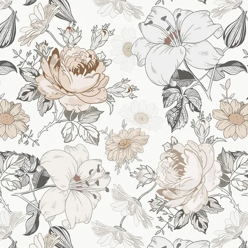 Hopepak Papel Tapiz Floral Despegar y Pegar para Dormitorio Estilo Moderno Granja Papel de Pared con Flores Autoadhesivo Removible Papel de Contacto