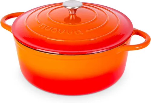 Miniatura 33 de Nuovva Olla Holandesa de Hierro Fundido Esmaltado con Tapa – Cazuela Antiadherente de 6.4 Cuartos – Resistente y Apta para Horno hasta 500°F