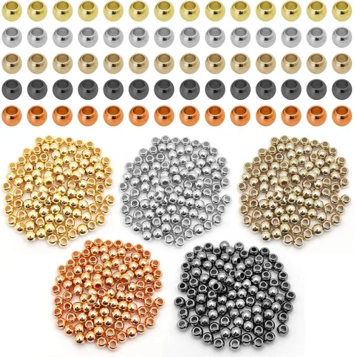 Miniatura 13 de 1000 cuentas espaciadoras redondas planas para manualidades, cuentas de disco de 5 colores para hacer joyas, pulseras, collares, aretes