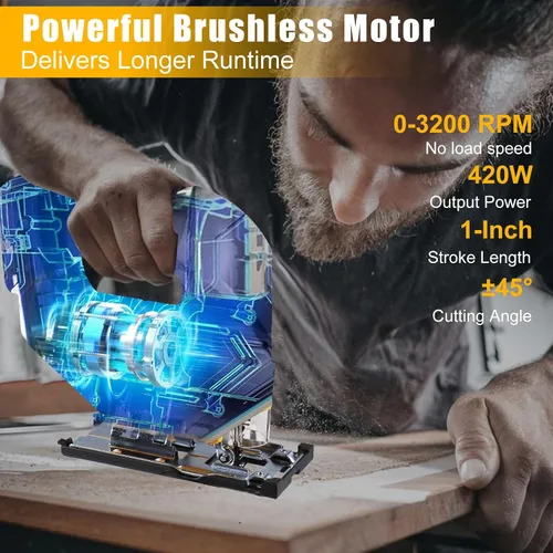 Miniatura 7 de Sierra de calar inalámbrica compatible con batería Dewalt de 20 V máximo, sierra de calar sin escobillas para 3 ajustes orbitales, 3200 RPM, cortes