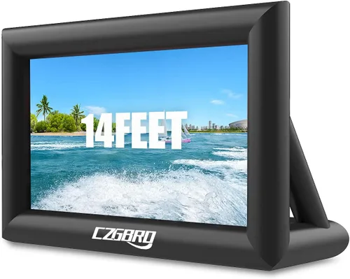 Pantalla de proyector inflable: pantalla de cine al aire libre de 14 pies para fiestas de cine en el patio trasero al aire libre con soplador de