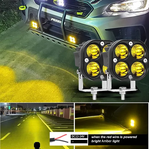 Miniatura 4 de Nicoko Luces antiniebla LED de 3 pulgadas de color amarillo y ámbar – 40 W/4000 lm, luz de trabajo de conducción – IP68 impermeable para automóvil