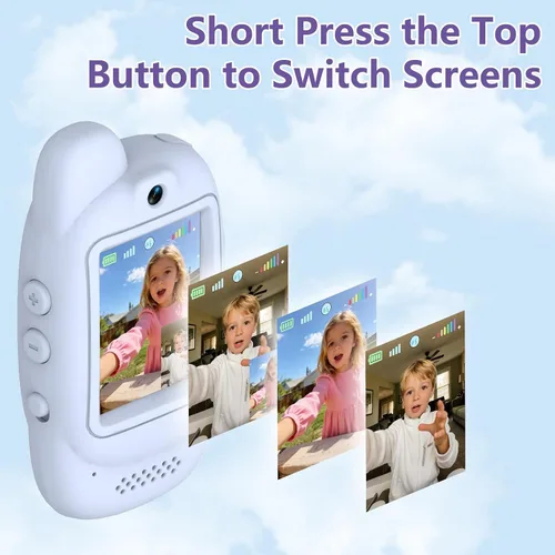 Miniatura 4 de Walkie Talkies de video para niños, paquete de 2 walkie talkies de video recargables, cámara HD, cambiador de voz, para diversión familiar, Azul