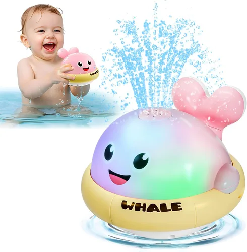 Miniatura 8 de Juguetes de baño para bebés, juguetes de baño con aspersor de ballena iluminada para niños de 1 a 3 años, juguetes de agua de piscina para niños