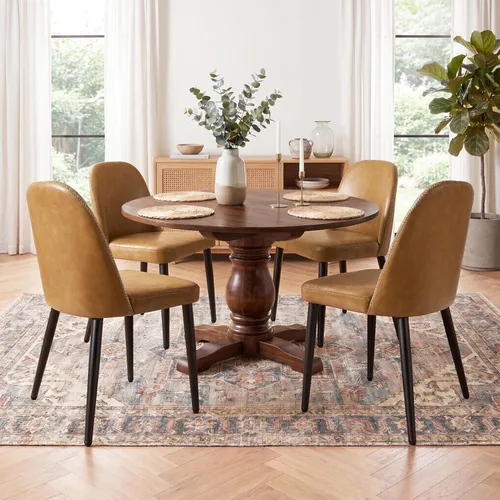 Miniatura 11 de Juego de 2 sillas de comedor tapizadas, sillas de comedor de tela moderna de mediados de siglo, sillas de cocina con asiento acolchado y patas