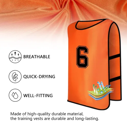 Miniatura 3 de brooman Scrimmage - Chaleco de entrenamiento para niños, jóvenes y adultos, camiseta de práctica de fútbol atlético (12 y 24 unidades)