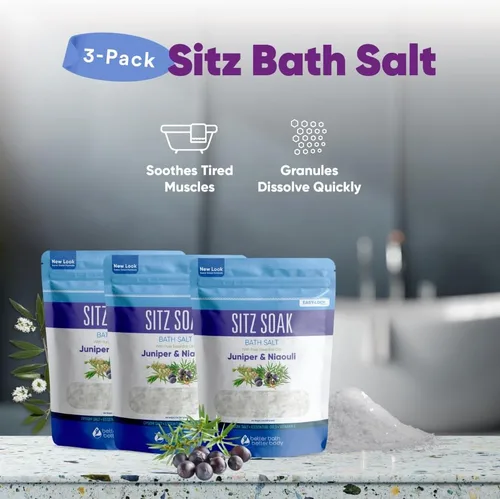 Miniatura 7 de Sitz - Sal de baño (paquete de 3) para hemorroides calmante para hemorroides, sal de Epsom de grado USP, 3 bolsas de 6 libras en total con aceites