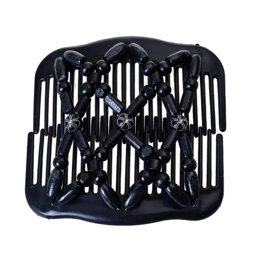 Miniatura 3 de LOVEF Peines mágicos para el cabello para mujer, con cuentas de madera, elásticos, de doble cara, clips para hacer moños, accesorios para el cabello