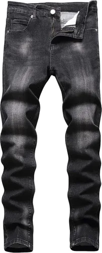 Qazel Vorrlon - Jeans para hombre, corte ajustado color azul, lavados y elásticos
