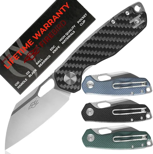 Miniatura 8 de Cuchillo plegable de bolsillo Firebird GANZO FH924-GY Wharncliffe Hoja de acero D2 Mango antideslizante G10 con clip para camping, caza, pesca, uso
