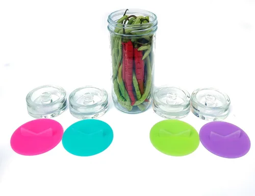 Miniatura 2 de Tapas de fermentación para tarros de masón, paquete de 4 tapas de fermentación de chucrut de silicona fáciles de limpiar Airlock para frascos Mason