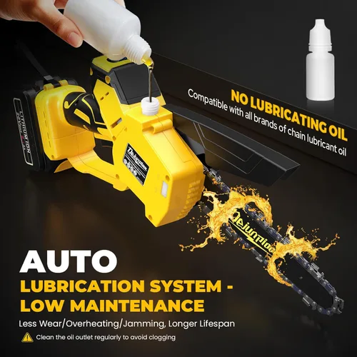 Miniatura 4 de Mini motosierra inalámbrica compatible con batería Dewalt de 20 V máximo, motosierra eléctrica pequeña de 6 y 8 pulgadas, sin escobillas, engrasador