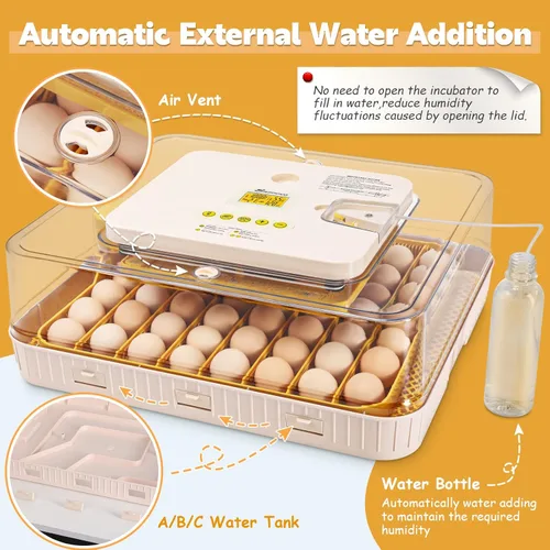 Miniatura 3 de Sailnovo Incubadora de 56 huevos para incubar huevos con giro automático de huevos y humidificación automática, vela de huevos, control de Blanco