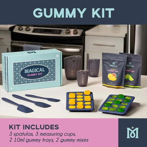 Miniatura 3 de Kit de Mezcla y Molde de Gomitas de Mantequilla Mágica – Mezcla Normal de Lima y Mango con Moldes de Silicona de 10 mL y Espatulas – Juego Fácil