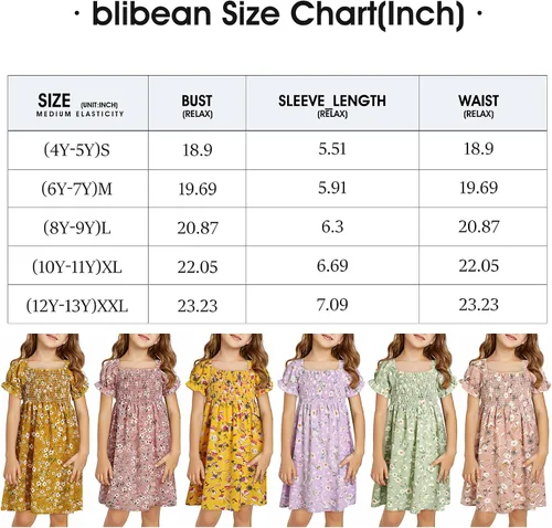 Miniatura 6 de blibean Vestido bohemio de verano para niña de 4 a 13 años