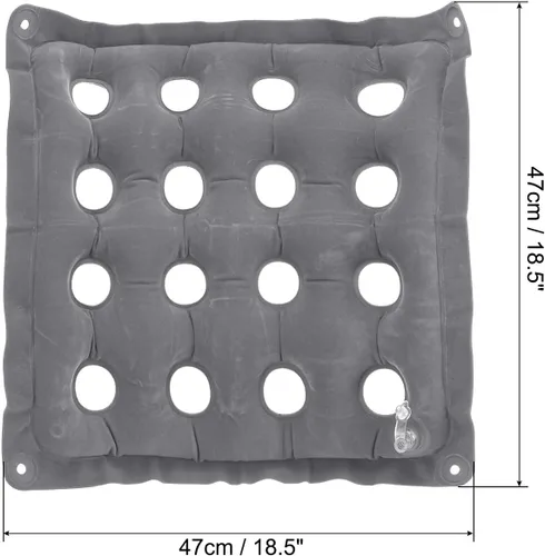 Miniatura 2 de PATIKIL Cojín de asiento inflable, paquete de 2 cojines de asiento de aire portátiles transpirables flocados cuadrados para el hogar, sillas de Gris