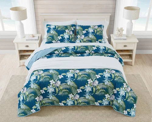 Miniatura 7 de Tommy Bahama - Juego de colcha tamaño Queen, ropa de cama reversible de algodón con fundas a juego, juego de ropa de cama transpirable para todas