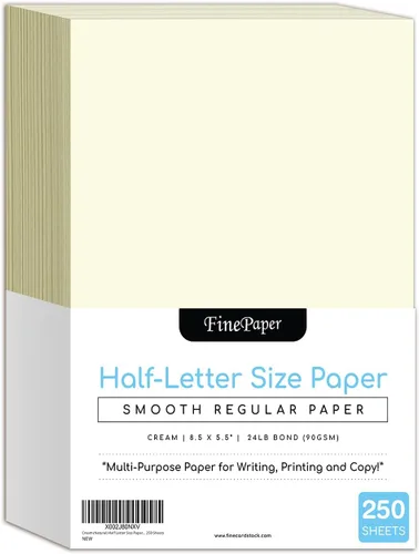 Papel crema (natural) tamaño media carta, ideal para documentos comerciales, letras, artes, impresiones y manualidades, copia, impresión, escritura,