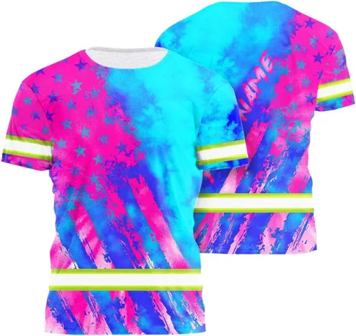 Miniatura 24 de Camisa de alta visibilidad con bandera de Estados Unidos de color para hombres y mujeres, con nombre personalizado, camisa de seguridad reflectante
