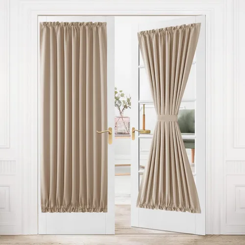 Miniatura 84 de DWCN Cortinas para puerta francesa: cortina térmica con bolsillo para barra para puertas con ventana de vidrio, puertas de cocina y patio